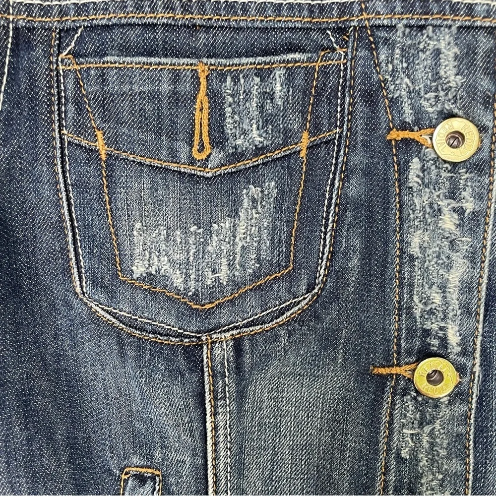 Custom Boho Chic Denim Jacket – Lion Velvet Back Detail, XS/S Form Fitting - Picture 12 of 17